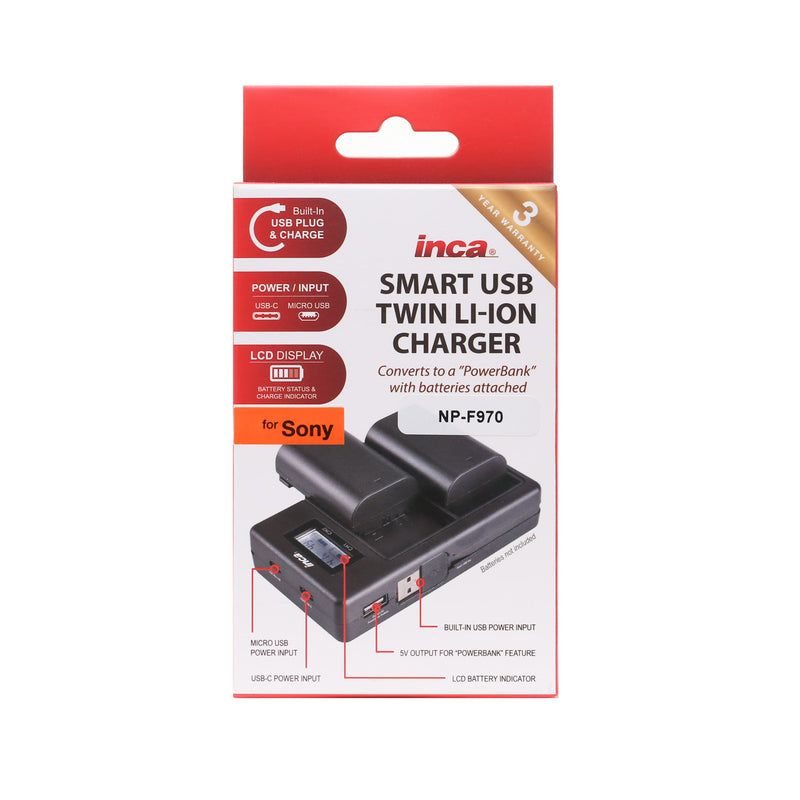 Inca Twin Charger for Sony NP-F Series Batteries